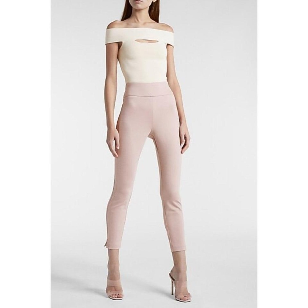 Womens NWT Express Columnist Pink Stretchy Casual Pull On Ankle Pants